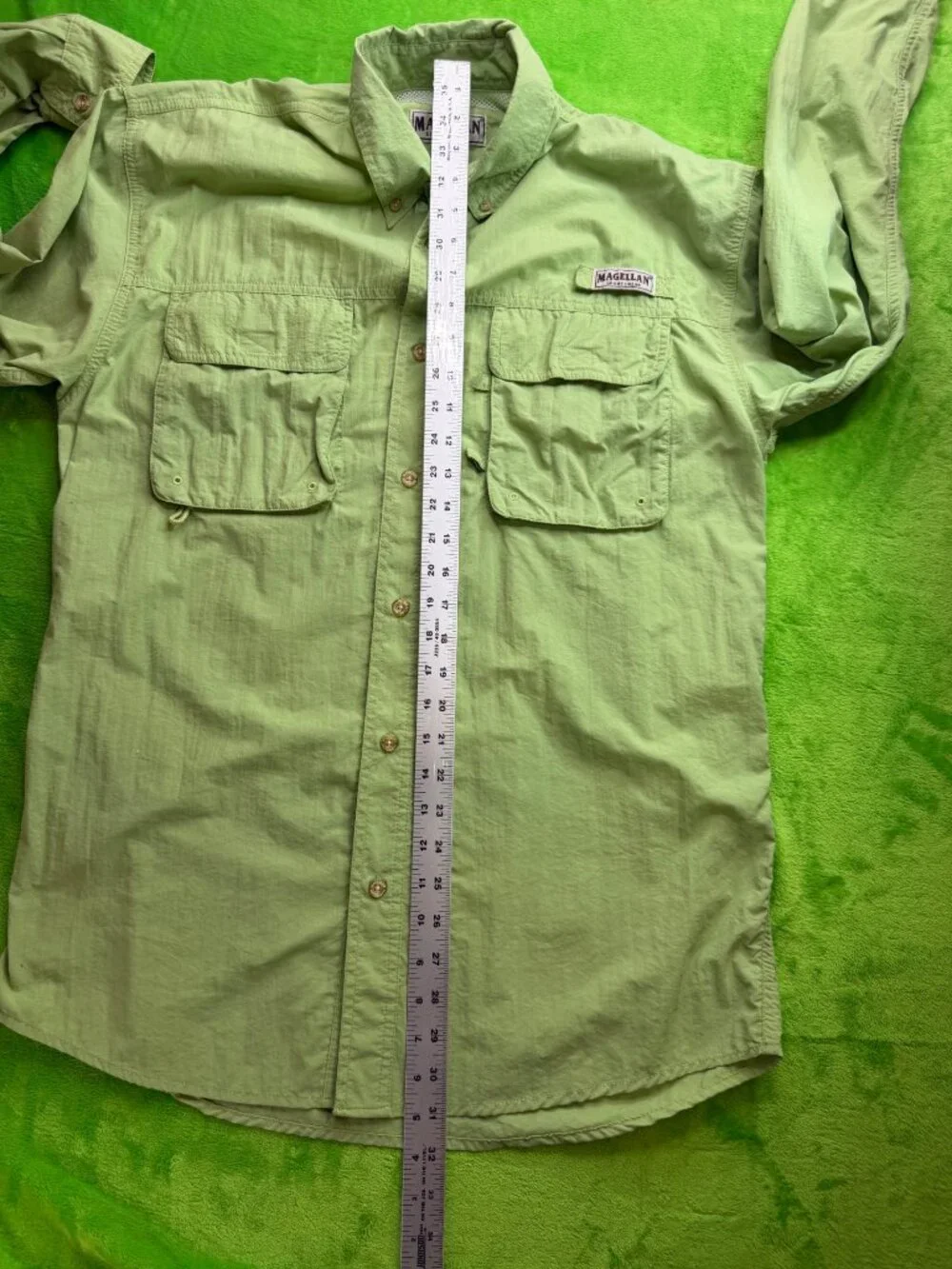 Magellan Sportswear Vented Fishing Shirt Sz M Green - Picture 6 of 7